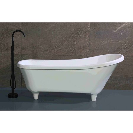 ALFI BRAND 67" White Matte Clawfoot Solid Surface Resin Bathtub AB9960